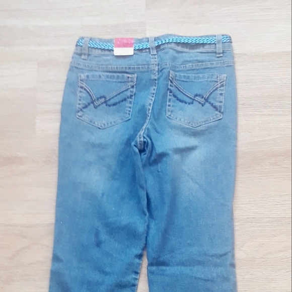 SO Star Patch Skinny Jeans with Braided Belt - Girl's Size 14 Embellished Jeans - Picture 11 of 12